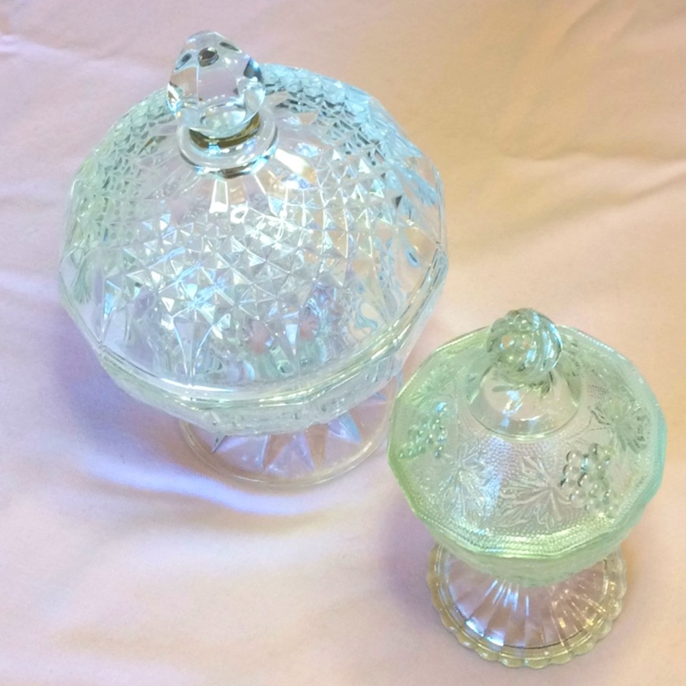FINAL SALE PRICE Set of 2 Lidded Compotes